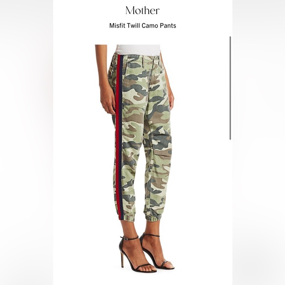 Mother camo jogger pants linen blend no zip misfit side stripe 23 - Picture 10 of 13